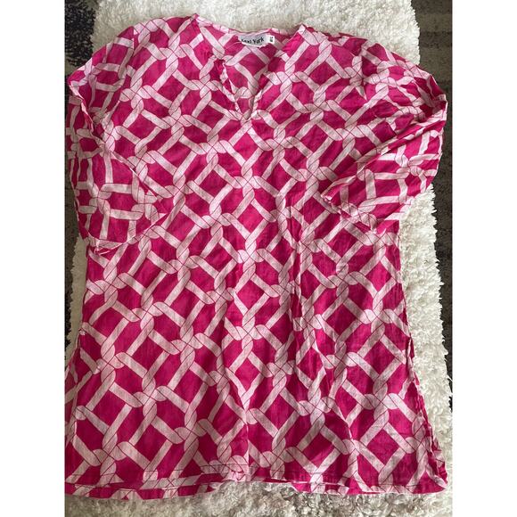 Lexi York girls sz. M/L pink and white lightweight cover up. Cute, nwot. Pretty! - Picture 6 of 7